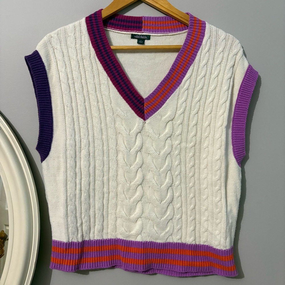 Wild Fable Knit white pink purple sweater vest